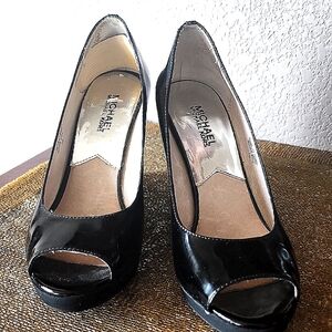 Michael Kors Black Stiletto Peep-Toe Heels